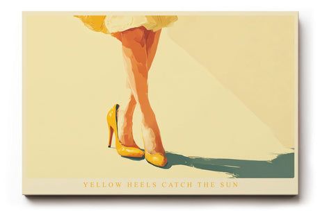 Paul Sinus Wandbild 120x80cm Gelbe High Heels elegante Fashion Illustration mit sonnigem Farbton