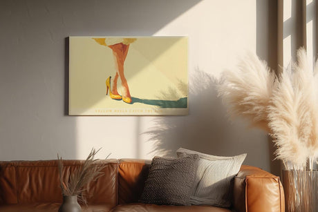 Paul Sinus Wandbild 120x80cm Gelbe High Heels elegante Fashion Illustration mit sonnigem Farbton