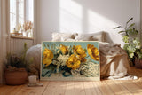 Paul Sinus Wandbild 120x80cm Gelber Blumenstrauss Stillleben Kunst in warmen Naturfarben fuer Wohnzimmer Schlafzimmer und Esszimmer