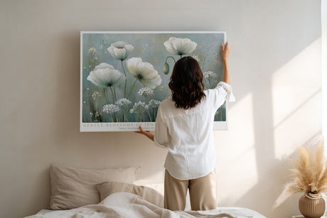Paul Sinus Wandbild Gentle Blossoms of Inner Peace White Blossoms Rising with Hopeful Morning Light