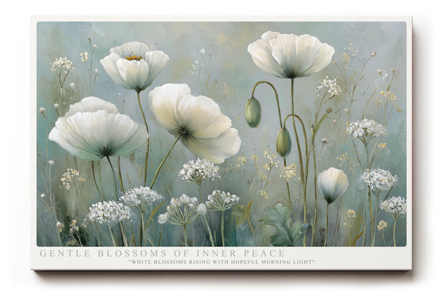 Paul Sinus Wandbild Gentle Blossoms of Inner Peace White Blossoms Rising with Hopeful Morning Light