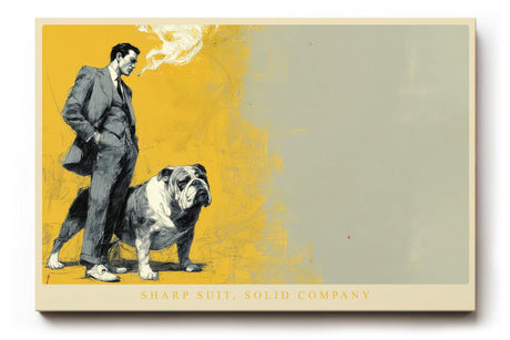 Paul Sinus Wandbild 120x80cm Gentleman mit Bulldogge moderne Illustration im Vintage Stil stilvolle Wanddekoration