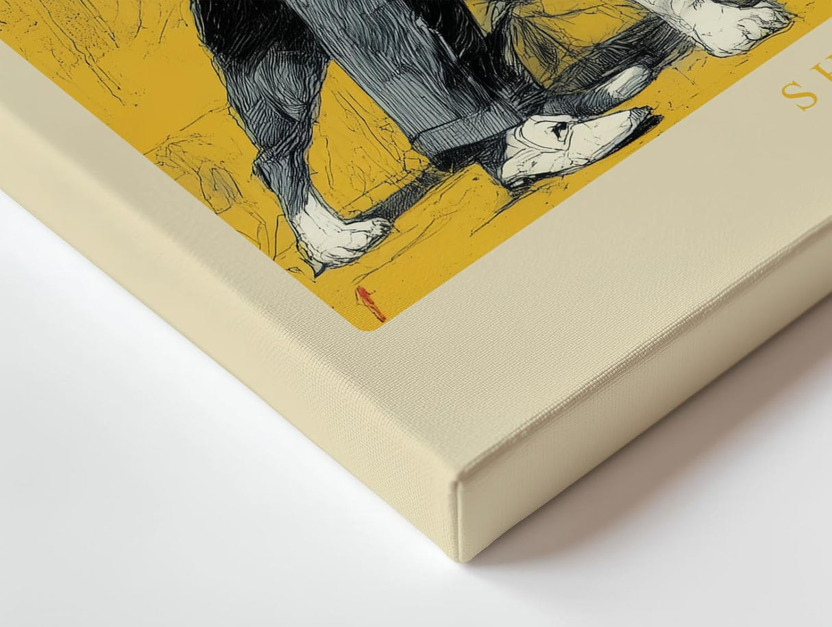 Paul Sinus Wandbild 120x80cm Gentleman mit Bulldogge moderne Illustration im Vintage Stil stilvolle Wanddekoration