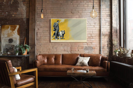 Paul Sinus Wandbild 120x80cm Gentleman mit Bulldogge moderne Illustration im Vintage Stil stilvolle Wanddekoration