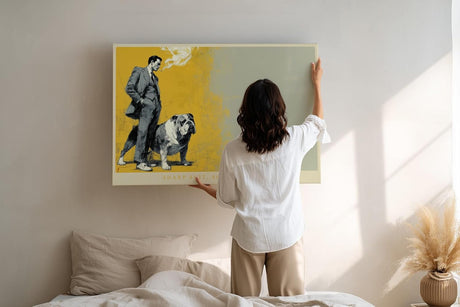 Paul Sinus Wandbild 120x80cm Gentleman mit Bulldogge moderne Illustration im Vintage Stil stilvolle Wanddekoration
