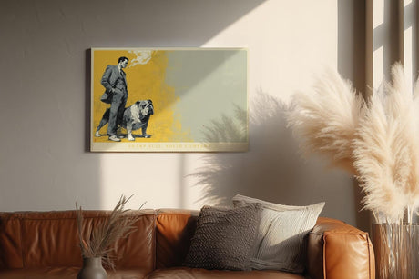 Paul Sinus Wandbild 120x80cm Gentleman mit Bulldogge moderne Illustration im Vintage Stil stilvolle Wanddekoration
