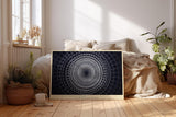 Paul Sinus Wandbild 120x80cm geometrisches Mandala abstrakte Linienkunst schwarz weiss modernes Design Wanddekoration fuer Wohnzimmer Büro