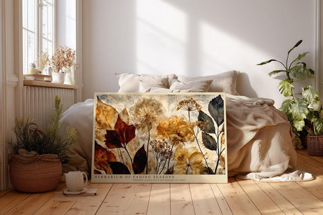 Paul Sinus Wandbild 120x80cm Gepresste Blumen und Blaetter Botanische Collage Natur Kunstmotiv Vintage Pflanzen Illustration