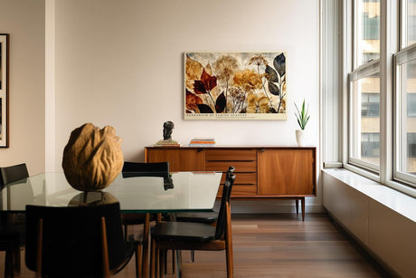 Paul Sinus Wandbild 120x80cm Gepresste Blumen und Blaetter Botanische Collage Natur Kunstmotiv Vintage Pflanzen Illustration