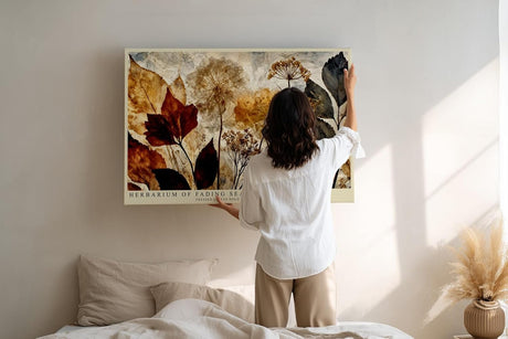 Paul Sinus Wandbild 120x80cm Gepresste Blumen und Blaetter Botanische Collage Natur Kunstmotiv Vintage Pflanzen Illustration