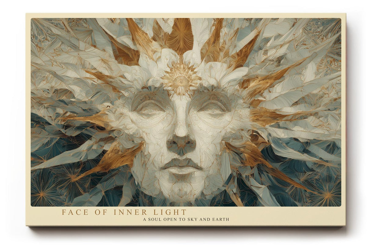 Paul Sinus Wandbild 120x80cm Gesicht Inneres Licht Abstrakte Spirituelle Kunst LeinWandbild 120x80cm Mystische Wanddekoration
