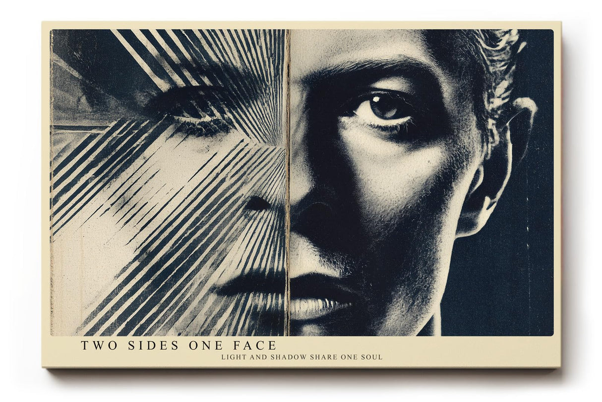 Paul Sinus Wandbild 120x80cm Gesicht Licht Und Schatten Moderne Portraitkunst LeinWandbild 120x80cm Grafische Wanddekoration