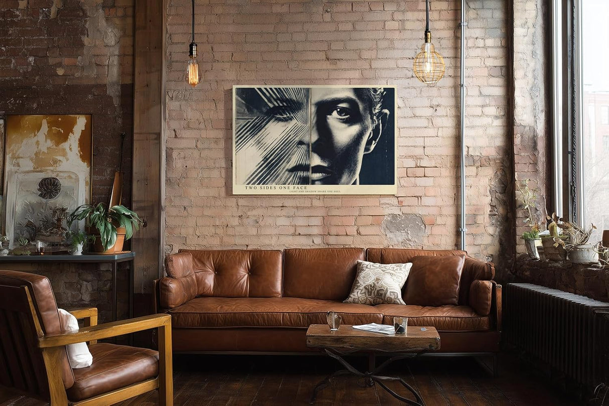 Paul Sinus Wandbild 120x80cm Gesicht Licht Und Schatten Moderne Portraitkunst LeinWandbild 120x80cm Grafische Wanddekoration