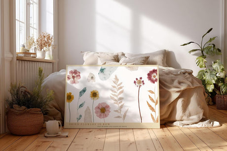 Paul Sinus Wandbild 120x80cm getrocknete Blumen botanische Illustration moderne Naturkunst Pastellfarben Kunstdruck stilvolle Wanddekoration fuer Wohnzimmer Schlafzimmer
