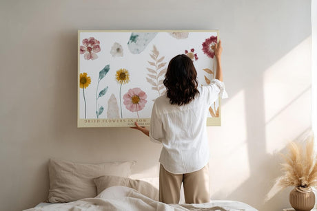Paul Sinus Wandbild 120x80cm getrocknete Blumen botanische Illustration moderne Naturkunst Pastellfarben Kunstdruck stilvolle Wanddekoration fuer Wohnzimmer Schlafzimmer