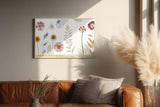 Paul Sinus Wandbild 120x80cm getrocknete Blumen botanische Illustration moderne Naturkunst Pastellfarben Kunstdruck stilvolle Wanddekoration fuer Wohnzimmer Schlafzimmer