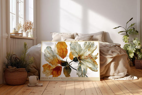 Paul Sinus Wandbild 120x80cm getrocknete Blumen botanische Kunst warme Naturfarben florales Stillleben modernes Blumenbild stilvolle Wanddekoration fuer Wohnzimmer Büro