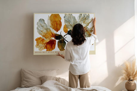 Paul Sinus Wandbild 120x80cm getrocknete Blumen botanische Kunst warme Naturfarben florales Stillleben modernes Blumenbild stilvolle Wanddekoration fuer Wohnzimmer Büro