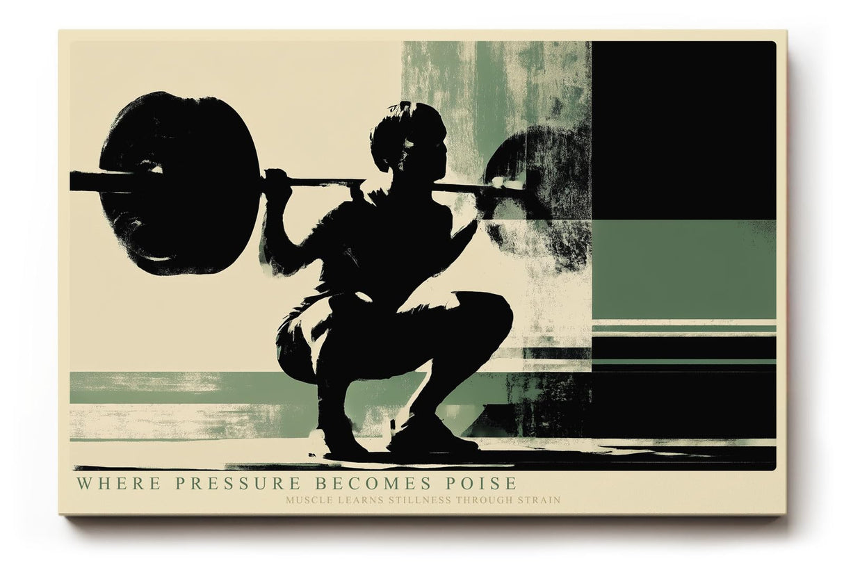 Paul Sinus Wandbild 120x80cm Gewichtheber in Kniebeuge moderne Fitness Kunst mit kraftvoller Bewegung