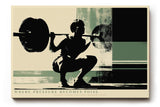 Paul Sinus Wandbild 120x80cm Gewichtheber in Kniebeuge moderne Fitness Kunst mit kraftvoller Bewegung