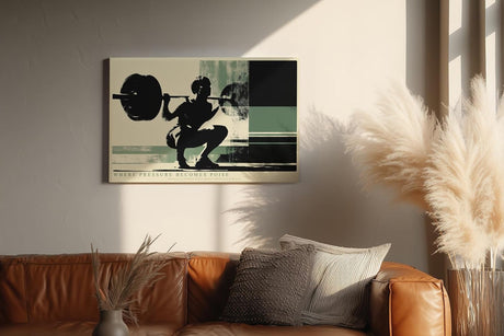 Paul Sinus Wandbild 120x80cm Gewichtheber in Kniebeuge moderne Fitness Kunst mit kraftvoller Bewegung