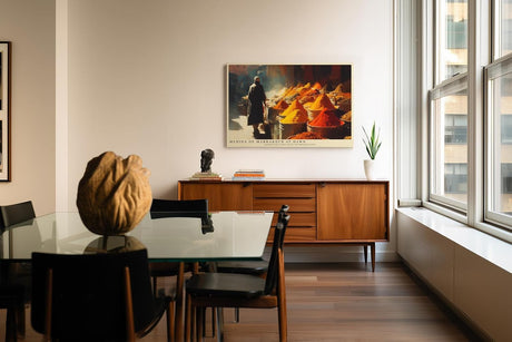 Paul Sinus Wandbild 120x80cm Gewuerzmarkt Marrakesch Morgenlicht orientalisches Markt Motiv Kunstdruck fuer Wohnzimmer Kueche und Essbereich