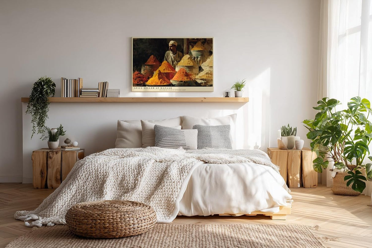 Paul Sinus Wandbild 120x80cm Gewürzhändler auf dem Basar – Farbintensive Marktszene mit orientalischer Atmosphäre