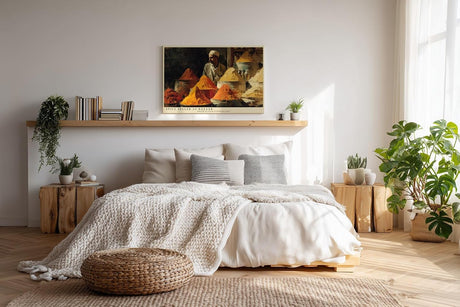 Paul Sinus Wandbild 120x80cm Gewürzhändler auf dem Basar – Farbintensive Marktszene mit orientalischer Atmosphäre