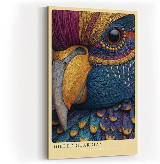 Paul Sinus Wandbild in 40x60cm Gilded Guardian Detailreiches Vogelportrait mit goldenen Akzenten