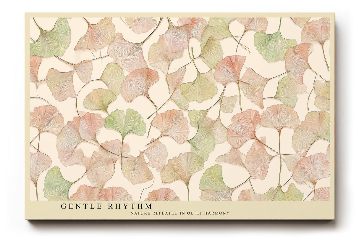Paul Sinus Wandbild 120x80cm Ginkgo Blaetter Illustration zarte Naturfarben botanische Kunst moderne Wanddekoration fuer Wohnzimmer Büro
