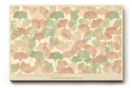 Paul Sinus Wandbild 120x80cm Ginkgo Blaetter Muster sanfte Naturfarben beige gruen moderne botanische Wanddekoration fuer Wohnzimmer Büro