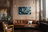 Paul Sinus Wandbild 120x80cm Glacial Petals in Shadow Abstrakte Bluetenstruktur in Blau Moderner Natur Kunststil fuer Wohnzimmer Schlafzimmer und Büro