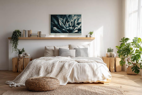 Paul Sinus Wandbild 120x80cm Glacial Petals in Shadow Abstrakte Bluetenstruktur in Blau Moderner Natur Kunststil fuer Wohnzimmer Schlafzimmer und Büro