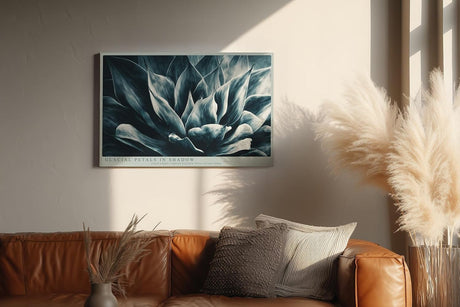 Paul Sinus Wandbild 120x80cm Glacial Petals in Shadow Abstrakte Bluetenstruktur in Blau Moderner Natur Kunststil fuer Wohnzimmer Schlafzimmer und Büro