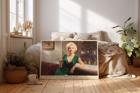 Paul Sinus Wandbild Glamour of a Timeless Star klassisches Porträt einer Frau im grünen Kleid mit ikonischer Ausstrahlung