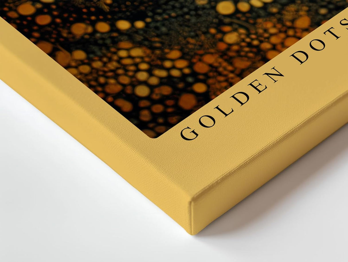Paul Sinus Wandbild 120x80cm Golden Dots in Motion abstrakte Punktstruktur Kunst in Gold und Schwarz modernes Poster für Wohnzimmer Büro