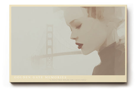 Paul Sinus Wandbild Golden Gate Memories elegantes Porträtmotiv mit Brücke und Frau in sanften Farbtönen für moderne Räume mit urbaner Ruhe und Stilbewusstsein
