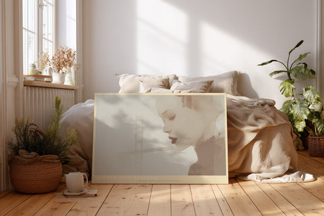 Paul Sinus Wandbild Golden Gate Memories elegantes Porträtmotiv mit Brücke und Frau in sanften Farbtönen für moderne Räume mit urbaner Ruhe und Stilbewusstsein