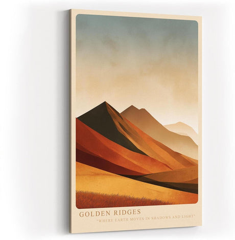 Paul Sinus Wandbild in 40x60cm Golden Ridges – Landschaft in warmen Goldund Rottönen für zeitlose Raumgestaltung