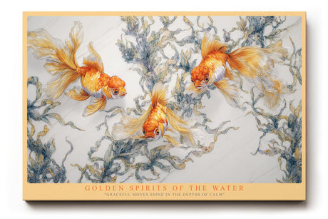 Paul Sinus Wandbild Golden Spirits of the Water poetisches Tiermotiv mit goldenen Fischen und sanften Wasserpflanzen