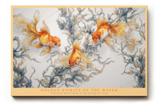 Paul Sinus Wandbild Golden Spirits of the Water poetisches Tiermotiv mit goldenen Fischen und sanften Wasserpflanzen