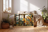 Paul Sinus Wandbild 120x80cm goldene Blaetter am Fenster warmes Sonnenlicht botanische Fotokunst natur Motiv moderne Wanddekoration fuer Wohnzimmer Büro