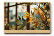 Paul Sinus Wandbild 120x80cm goldene Blaetter am Fenster warmes Sonnenlicht botanische Fotokunst natur Motiv moderne Wanddekoration fuer Wohnzimmer Büro