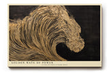 Paul Sinus Wandbild 120x80cm Goldene Kraftwelle – Dramatische abstrakte Meereskunst mit luxuriösen Goldstrukturen
