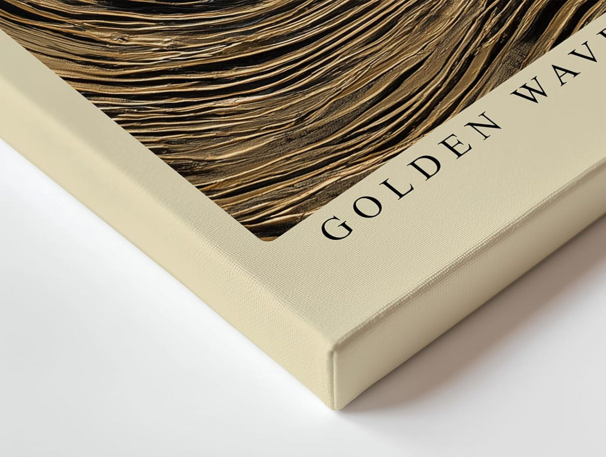 Paul Sinus Wandbild 120x80cm Goldene Kraftwelle – Dramatische abstrakte Meereskunst mit luxuriösen Goldstrukturen