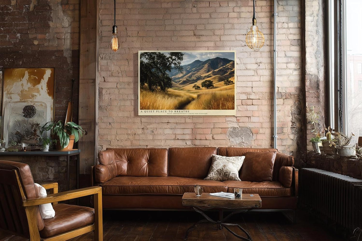Paul Sinus Wandbild 120x80cm goldene Landschaft Natur Fotokunst moderne Berglandschaft Kunstdruck grosses Wandbild 120x80cm ruhige Wanddekoration fuer Wohnzimmer Büro