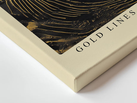 Paul Sinus Wandbild 120x80cm Goldene Linien der Welle – Moderne abstrakte Ozeankunst mit luxuriösen Goldstrukturen