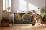 Paul Sinus Wandbild 120x80cm Goldene Linien der Welle – Moderne abstrakte Ozeankunst mit luxuriösen Goldstrukturen