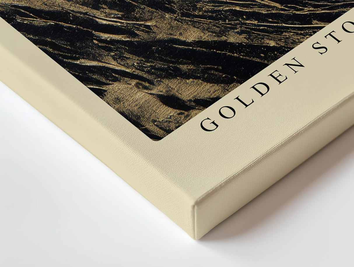 Paul Sinus Wandbild 120x80cm Goldene Sturmwelle – Dynamische abstrakte Ozeankunst mit dramatischen Goldstrukturen