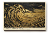 Paul Sinus Wandbild 120x80cm Goldene Welle in Bewegung – Abstrakte Meereskunst mit luxuriösem Gold Effekt für moderne Räume